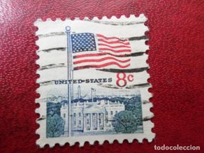 Sellos: -estados unidos, 1971, bandera y casa blanca, Yvert 923